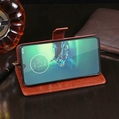Чехол Idewei для Motorola Moto G8 Plus / XT2019 книжка кожа PU с визитницей коричневый