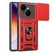 Чехол Hide Shield для Tecno Spark Go 1 / KL4 бампер противоударный с подставкой кольцом Red