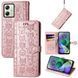 Чохол Embossed Cat and Dog для Motorola Moto G54 / G54 Power книжка шкіра PU з візитницею рожеве золото