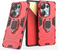 Чехол Iron Ring для Xiaomi Redmi Note 13 Pro 4G бампер противоударный с подставкой кольцом Red