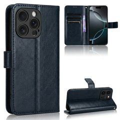 Чехол Idewei для iPhone 16 Pro Max книжка кожа PU с визитницей синий