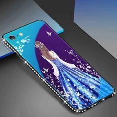 Чехол Glass-case для Iphone SE 2022 бампер накладка Blue Dress