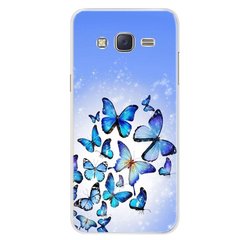 Чехол Print для Samsung J3 2016 / J320 / J300 силиконовый бампер Бабочки синие