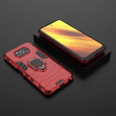 Чехол Iron Ring для Xiaomi Poco X3 / X3 Pro бампер противоударный с подставкой Red
