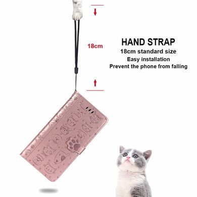 Чехол Embossed Cat and Dog для IPhone XS книжка с визитницей кожа PU розовое золото