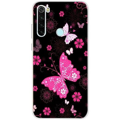 Чехол Print для Xiaomi Redmi Note 8T силиконовый бампер Butterflies Pink
