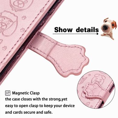 Чехол Embossed Cat and Dog для Xiaomi Redmi 10A книжка кожа PU с визитницей розовое золото