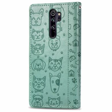 Чохол Embossed Cat and Dog для Xiaomi Redmi Note 8 Pro книжка шкіра PU Mint
