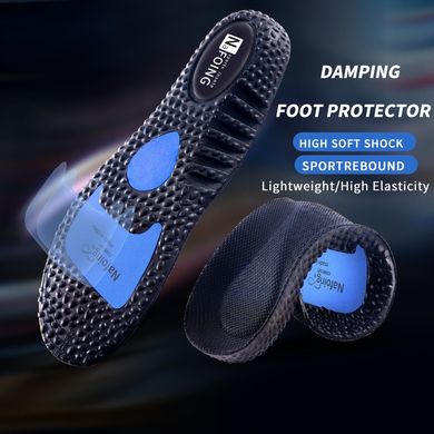 Стельки спортивные Nafoing для кроссовок и спортивной обуви амортизирующие дышащие Black 43-44