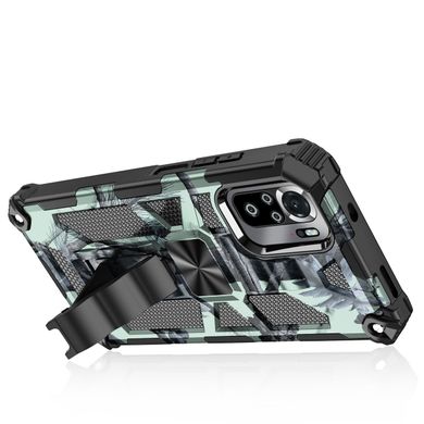 Чехол Military Shield для Xiaomi Redmi Note 10 Pro бампер противоударный с подставкой Turquoise