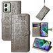 Чохол Embossed Cat and Dog для Motorola Moto G54 / G54 Power книжка шкіра PU з візитницею сірий