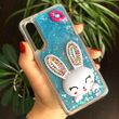 Чехол Glitter для Xiaomi Mi 9 SE Бампер Жидкий блеск аквариум Заяц Синий