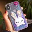 Чохол Glitter для Iphone XS бампер рідкий блиск Заєць Фіолетовий