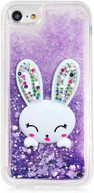 Чехол Glitter для Iphone 7 / 8 бампер жидкий блеск Заяц Фиолетовый