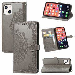 Чехол Vintage для Iphone 13 книжка кожа PU с визитницей серый