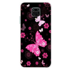 Чехол Print для Xiaomi Redmi Note 9 Pro силиконовый бампер Butterflies Pink