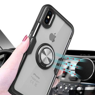 Чехол Crystal для Iphone XS бампер противоударный с подставкой Transparent Black