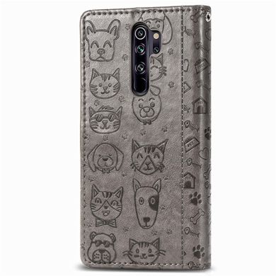 Чохол Embossed Cat and Dog для Xiaomi Redmi Note 8 Pro книжка шкіра PU Gray