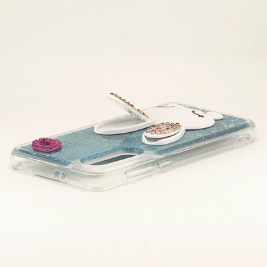 Чохол Glitter для Xiaomi Mi 9 SE Бампер Рідкий блиск акваріум Заєць Синій