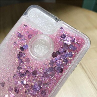 Чехол Glitter для Xiaomi Redmi 6A Бампер Жидкий блеск Сердце Розовый