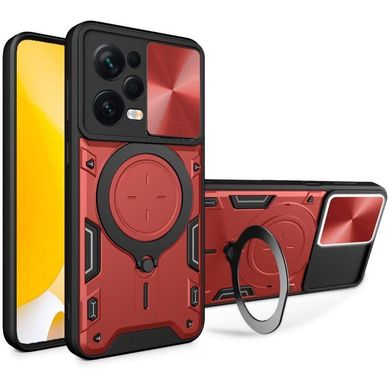 Чехол Magnetic Shield для Xiaomi Redmi Note 12 Pro 5G бампер противоударный с подставкой Red