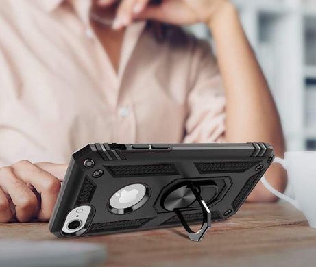 Чехол Shield для Iphone 5 / 5s / SE бронированный Бампер с подставкой Black