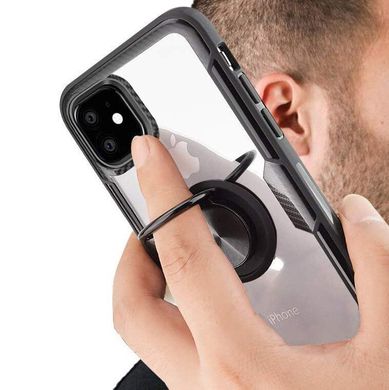 Чохол Crystal для Iphone 11 бампер протиударний з підставкою Transparent Black