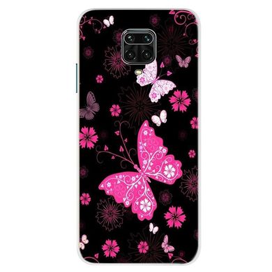Чехол Print для Xiaomi Redmi Note 9 Pro Max силиконовый бампер Butterflies Pink