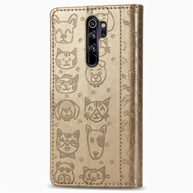 Чохол Embossed Cat and Dog для Xiaomi Redmi Note 8 Pro книжка шкіра PU Gold