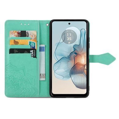 Чехол Vintage для Motorola Moto E14 книжка кожа PU с визитницей бирюзовый