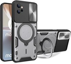 Чехол Magnetic Shield для Motorola Moto G32 бампер противоударный с подставкой Silver