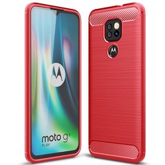 Чехол Carbon для Motorola Moto E7 Plus бампер противоударный Red