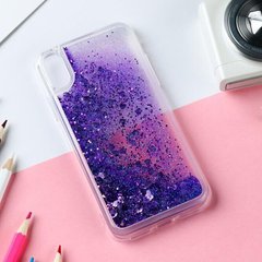 Чехол Glitter для Iphone X Бампер Жидкий блеск Фиолетовый