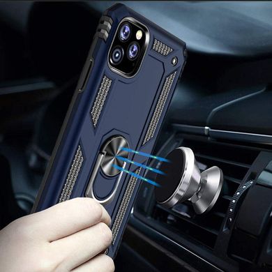 Чехол Shield для Iphone 11 Pro бампер противоударный с кольцом Dark-Blue