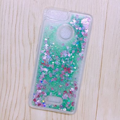 Чехол Glitter для Xiaomi Redmi 6A Бампер Жидкий блеск Бирюзовый