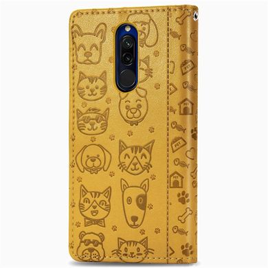 Чохол Embossed Cat and Dog для Xiaomi Redmi 8 книжка шкіра PU Yellow