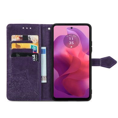 Чехол Vintage для Motorola Moto E14 книжка кожа PU с визитницей фиолетовый