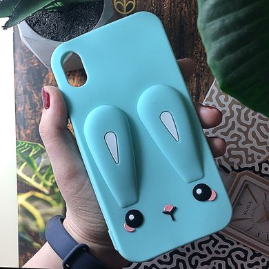 Чехол Funny-Bunny для Iphone XR бампер резиновый заяц Голубой