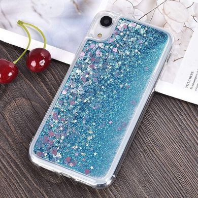 Чехол Glitter для Iphone XR бампер жидкий блеск синий