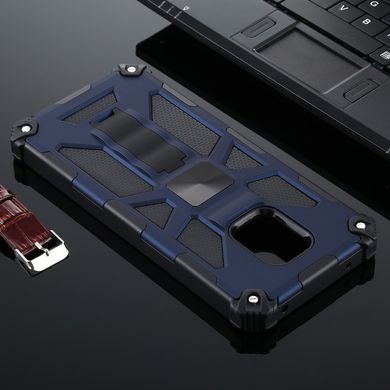 Чехол Shockproof Shield для Xiaomi Redmi Note 9 Pro бампер противоударный с подставкой Blue