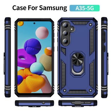 Чехол Shield для Samsung Galaxy A35 5G / A356 бампер противоударный с подставкой Blue