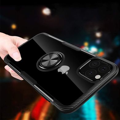 Чехол Crystal для Iphone 11 Pro бампер противоударный с подставкой Transparent Black