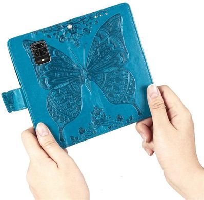 Чехол Butterfly для Xiaomi Redmi Note 9 Pro Max книжка кожа PU голубой