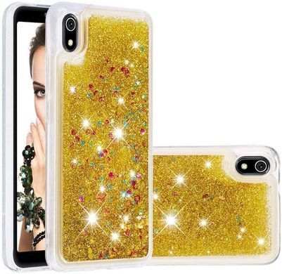 Чехол Glitter для Xiaomi Redmi 7A Бампер Жидкий блеск Аквариум Золотой