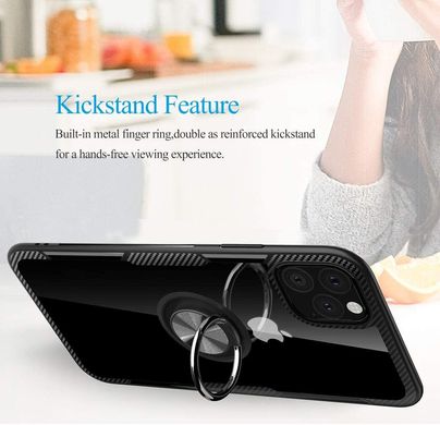 Чохол Crystal для Iphone 11 Pro бампер протиударний з підставкою Transparent Black