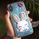 Чехол Glitter для Iphone XS бампер жидкий блеск Заяц Синий