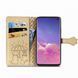 Чехол Embossed Cat and Dog для Samsung Galaxy S10 / G973 книжка кожа PU с визитницей золотистый