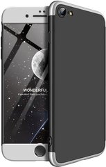 Чехол GKK 360 для Iphone 7 / Iphone 8 Бампер противоударный без вырезa Black-Silver