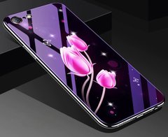 Чохол Glass-case для Iphone SE 2020 бампер накладка Flowers