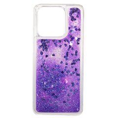 Чехол Glitter для Xiaomi Redmi Note 13 Pro 4G бампер силиконовый с блестками Фиолетовый
